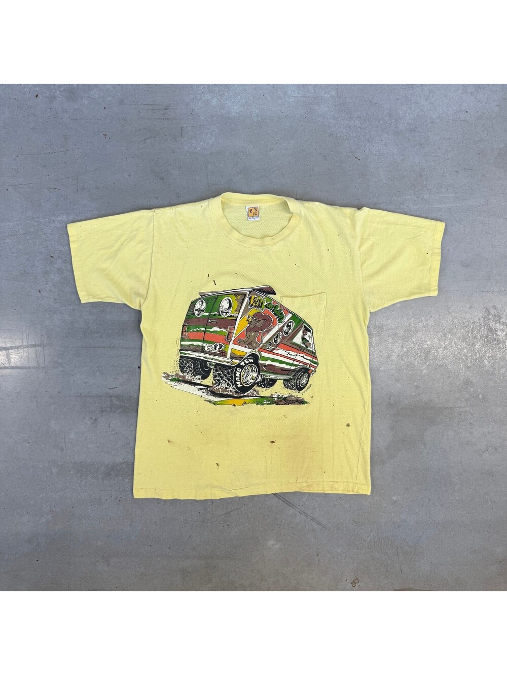 Vintage 70s Hang Ten Surfwear Van De Lion Faded & Thrashed Pocket T-Shirt Large